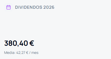 Dividendos cobrados durante 2026 y media mensual